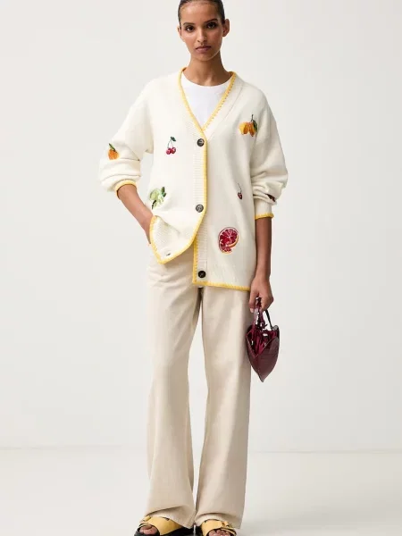 Never Fully Dressed cardigan pentru femei cu vâscoză bej