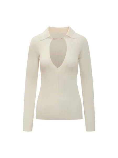 Dzianinowy sweter Elisabetta Franchi beżowy