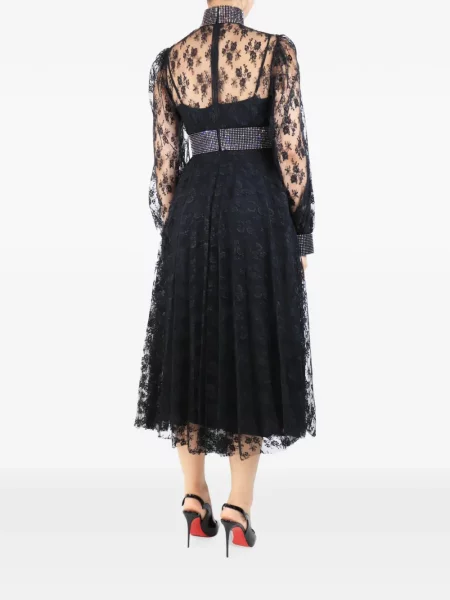 Rochie maxi Christopher Kane cu model floral din dantelă negru