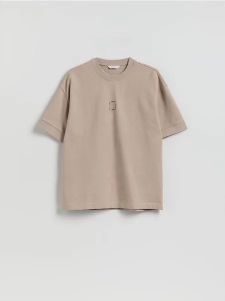 Reserved Tricou boxy cu imprimeu bej