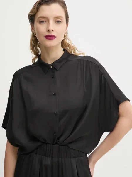 Košile Sessun relaxed s klasickým límcem černá