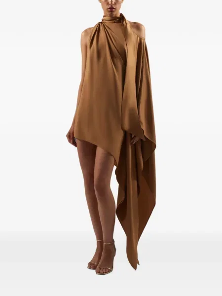 Rochie mini Taller Marmo asimetrică maro