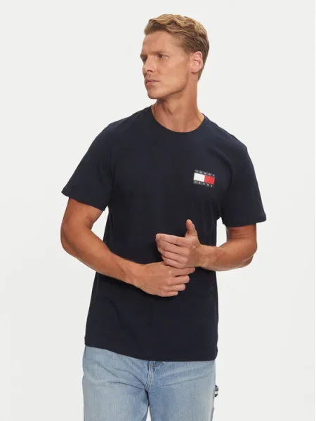 Tommy Jeans Tričko Essential Flag Tmavomodrá biela