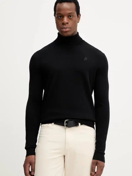 Karl Lagerfeld pulover de lână light cu guler negru
