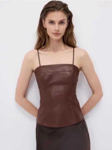 Bluză Reserved din piele maro