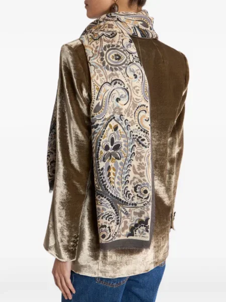 Fular Etro cu franjuri cu model paisley