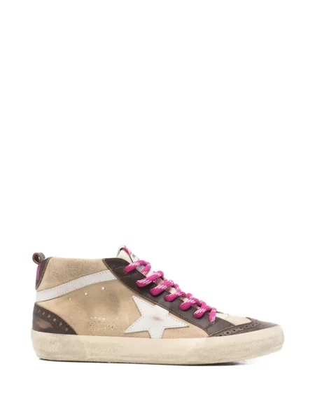 Sneakerși Golden Goose cu șireturi din dantelă auriu