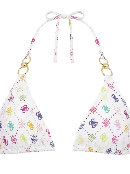 Top Guess cu imagine cu gât halter alb