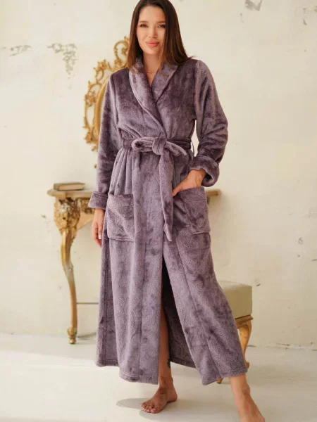 Теплый флисовый халат