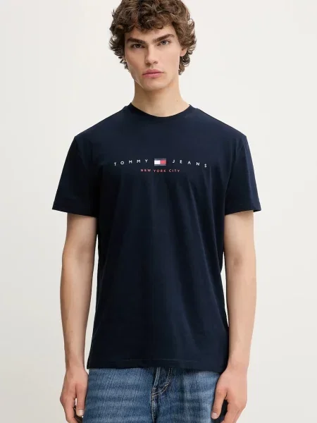 Тениска Tommy Jeans с принт тъмносиньо