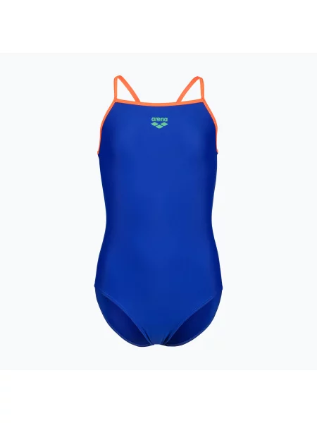 Gyerek egyrészes fürdőruha arena Light Drop Solid neon blue/team orange/team orange. Méret: kék
