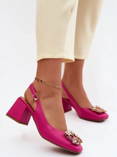 Pantofi cu toc Artiker din piele cu model floral cu toc înalt alb