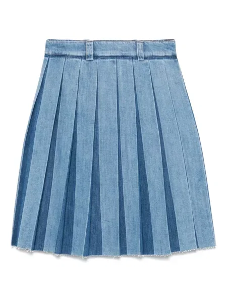 Fustă din denim Miu Miu plisată albastru
