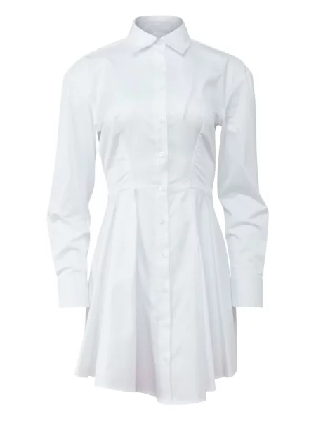 Rochie tip cămașă Fleur Du Mal plisată din poplin de costum alb