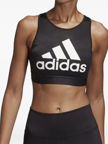 Cropp top Adidas cu dungi cu un umăr gol negru
