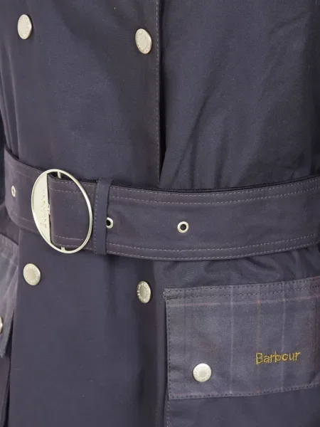 Cu centură geacă Barbour în carouri albastru
