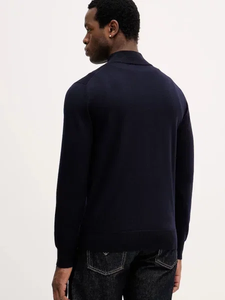 Eton pulover de lână bleumarin light cu turtleneck