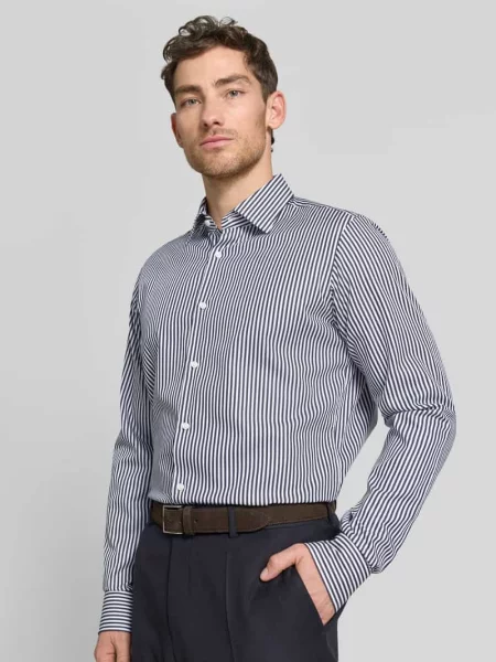 Koszula biznesowa o kroju regular fit z czystej bawełny model JOE' Boss granatowa
