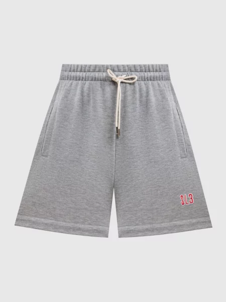 Меланжеві шорти з вишивкою монограми Solotre сірі