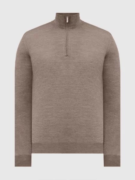 Джемпер з вовни і шовку Bertolo Cashmere коричневий