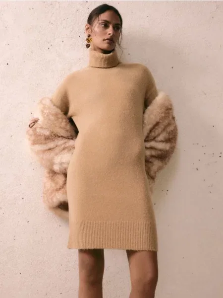 Reserved Сукня з додаванням вовни кавовий 