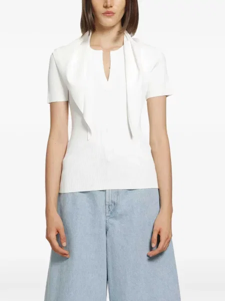 Top Max Mara tricotate cu legături alb