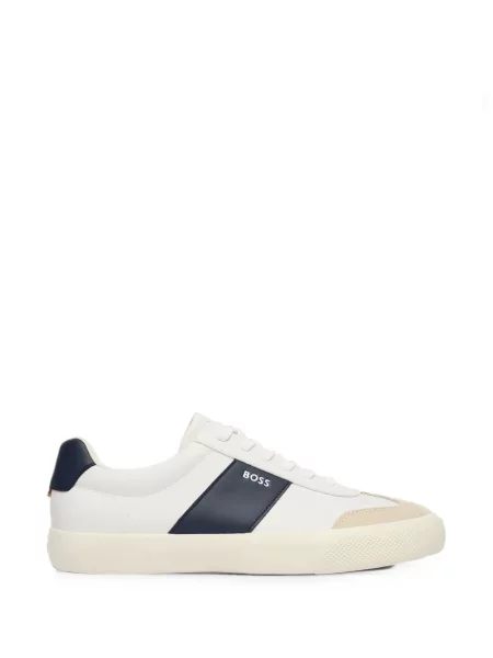 Sneakerși Boss din piele de căprioară cu imagine alb