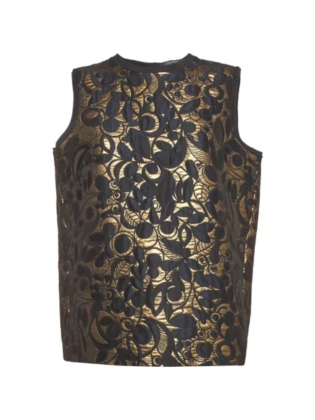 Top 's Max Mara fără mâneci cu model floral din jacard albastru