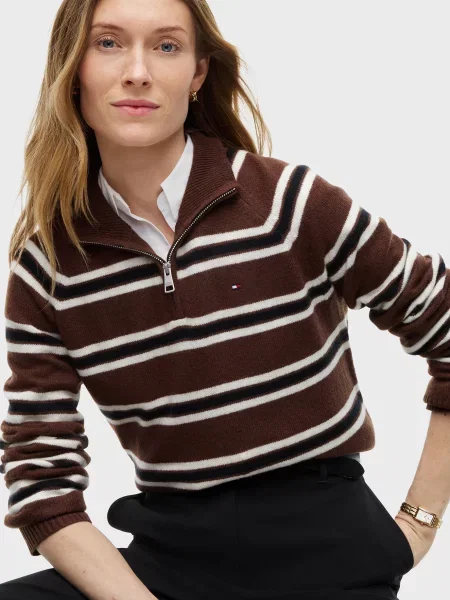 Шерстяной свитер Tommy Hilfiger в полоску коричневый