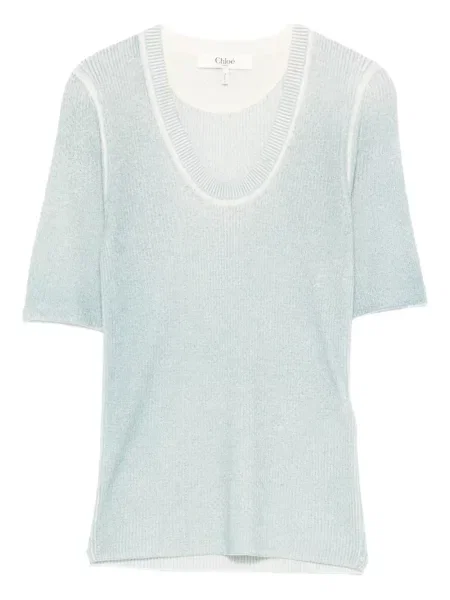 Tricou Chloé tricotate albastru