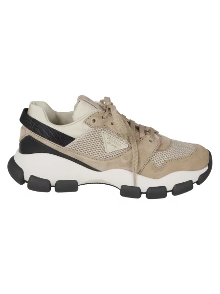 Sneakersy Prada zamszowe z siateczki beżowe