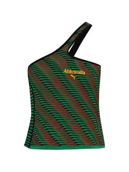 Top Puma cu un umăr gol cu autograf verde