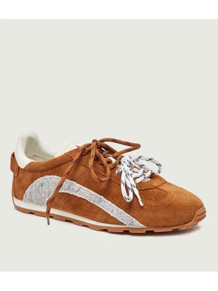 Sneakers | piele întoarsă maro