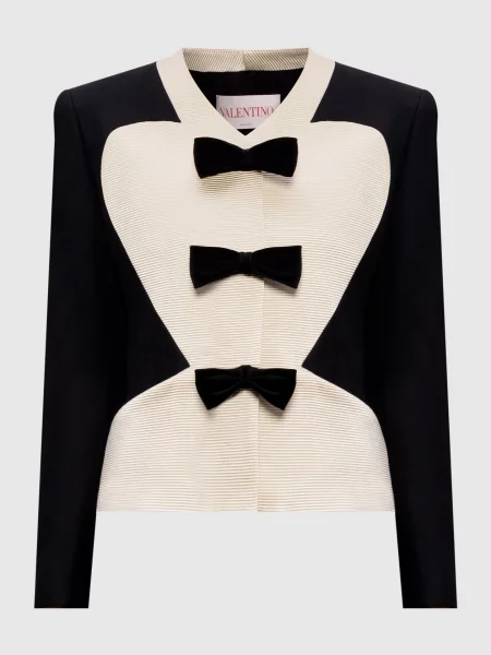 Жакет з вовни та шовку з аплікацією Valentino чорний
