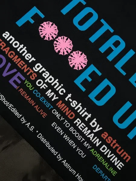 Тениска Astrum с принт черно