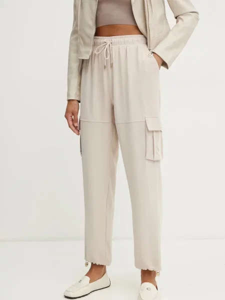 Liu Jo spodnie proste high waist beżowy