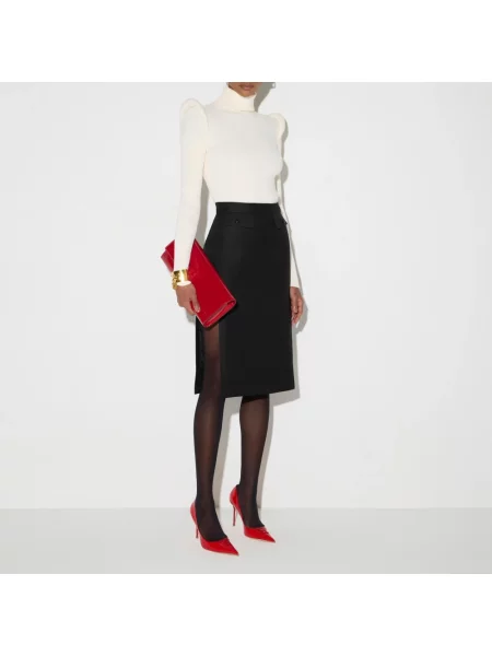 Dzianinowy sweter z golfem Elisabetta Franchi do golfa beżowy