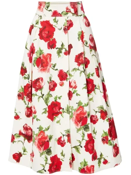 Fustă Carolina Herrera cu model floral cu imagine alb