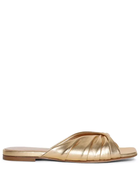 Papuci tip mules Gianvito Rossi fără toc drapate auriu