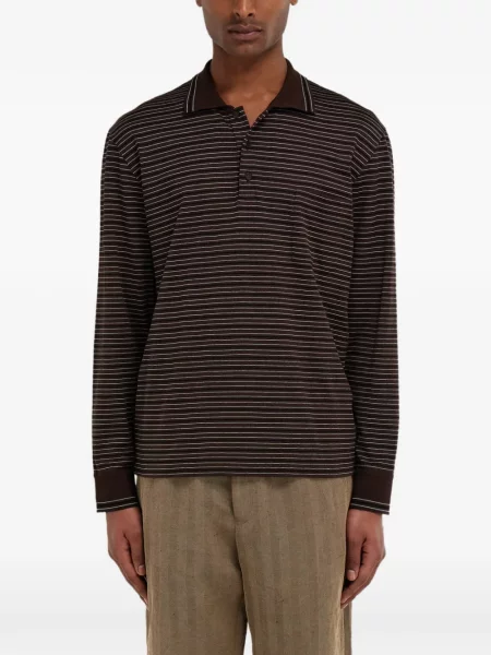 Tricou polo Ferragamo cu dungi maro