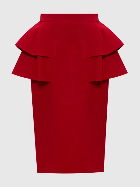 Спідниця з вовни та шовку з воланами Valentino червона