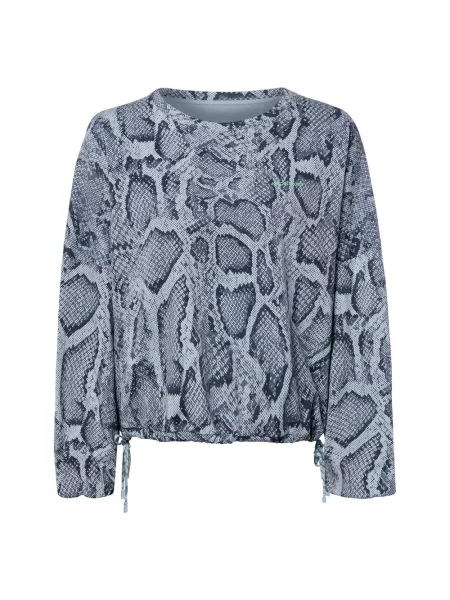 Bluza o kroju oversized z mieszanki bawełny Marc Cain niebieska