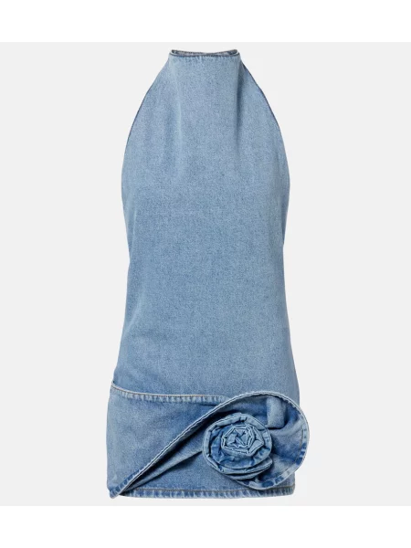 Rochie din denim Magda Butrym cu model floral albastru