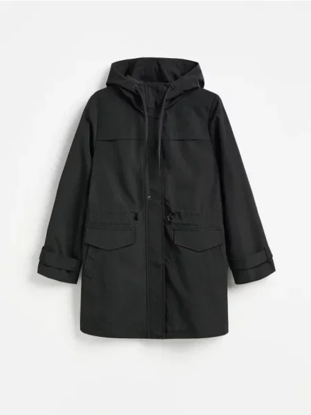 Geacă parka Reserved cu glugă negru