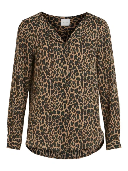 Блуза Vila с леопардов принт кафяво