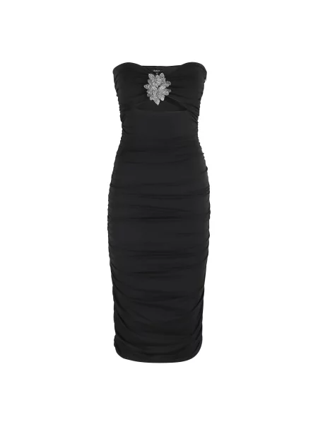 Lniana sukienka midi .amen. drapowana do kolan czarna