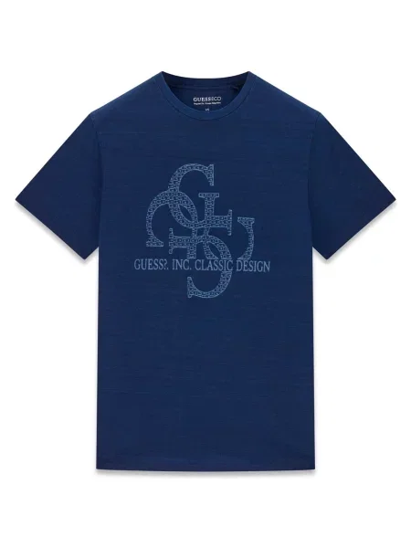 Tricou Guess cu autograf albastru