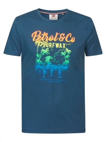 Petrol Industries Tricou / galben / verde / portocaliu albastru
