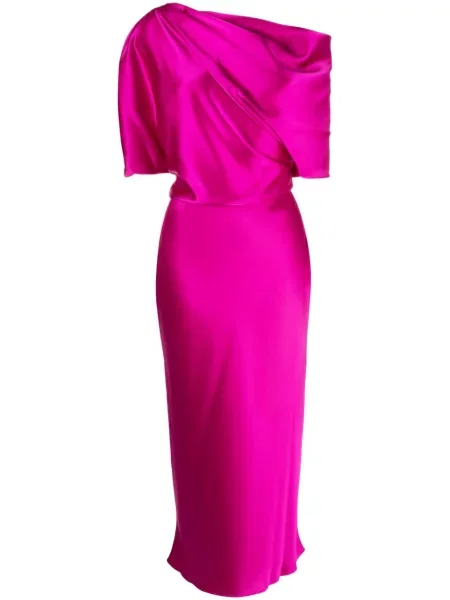 Rochie midi Amsale drapată până la genunchi de costum violet