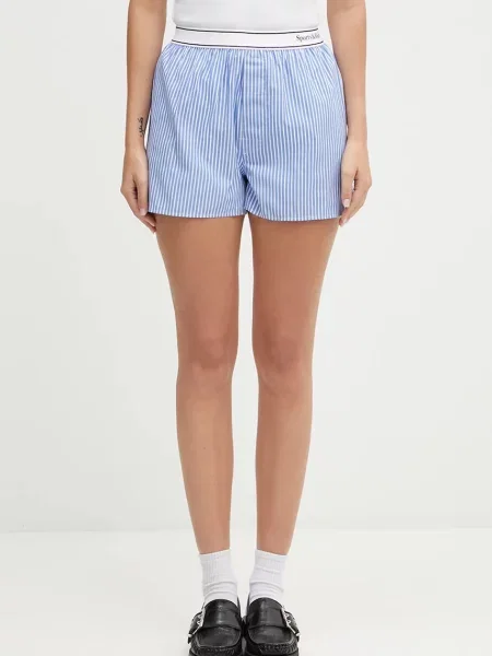 Sporty & Rich pantaloni scurți din Italic Logo Boxer cu imprimeu high waist